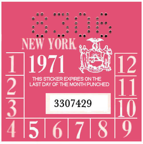 (image for) 1971 New York INSPECTION Sticker